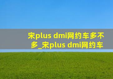 宋plus dmi网约车多不多_宋plus dmi网约车